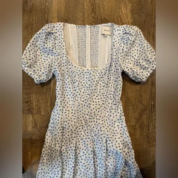 Reformation Coucou Linen Dress in Hanna Blue White Floral Size 6 100% Linen - Picture 4 of 9